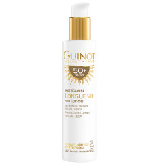 Лосьон Guinot омолаживающий лифтинг для тела с 56 активными компонентами Lait Solaire Longue Vie SPF50+